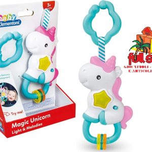 Baby Clementoni – 17333 – Sonaglino Unicorno Interattivo – Gioco Prima Infanzia Con Melodie Ed Effetti Sonori, Bambino 3 – 36 Mesi