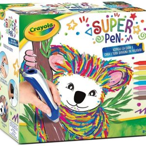 CRAYOLA- Super Pen Koala, per sciogliere i Pastelli a Cera e Creare Disegni in Rilievo, Colore Argento/Blu, 25-0391