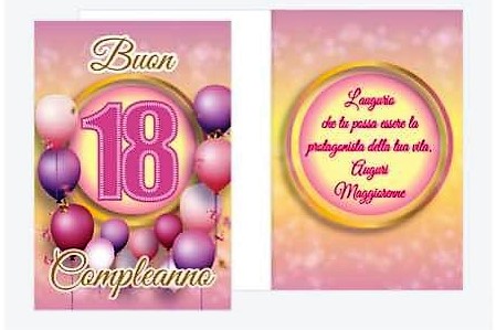 Biglietto d’auguri -Buon 18 Compleanno  con legnetto regalo