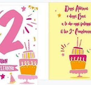 Biglietto d’auguri – Buon Compleanno 2 anni Lei