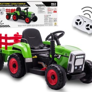 TRATTORE ELETTRICO CON LUCI E SUONI E TELECOMANDO COL.VERDE