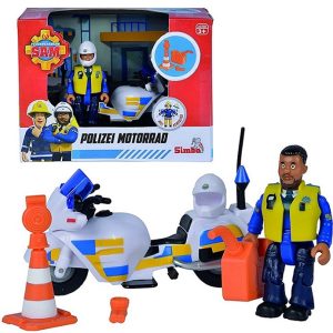 Simba – Sam il Pompiere Moto Polizia incluso personaggio Malcom e Accessori, +3