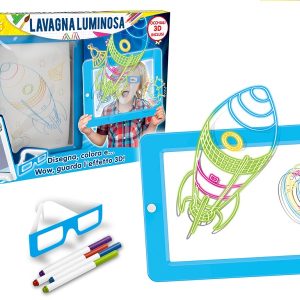 PLASTIART – LAVAGNA MAGICA LUMIN. C/ACCESS. 22CM AZZURRA