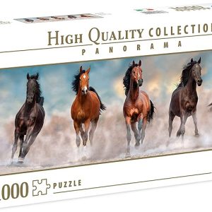 Clementoni Collection Panorama-Horses Adulti 1000 Pezzi, Puzzle panoramico, Made in Italy, Multicolore, 39607