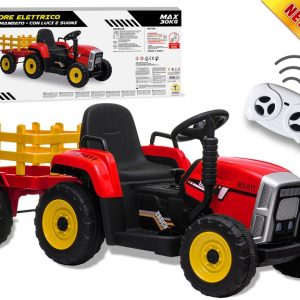 TRATTORE ELETTRICO CON LUCI E SUONI E TELECOMANDO COL.ROSSO