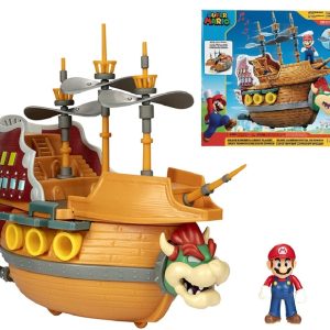 Jakks Pacjfic Super Mario Galeone Aeronave Deluxe di Bowser Playset