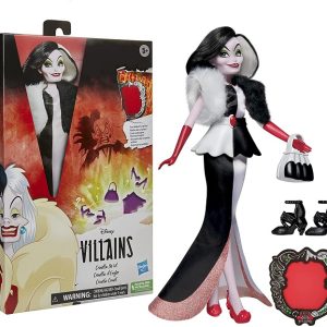 Hasbro Disney Princess Villains – Crudelia De Mon fashion doll con accessori e vestiti rimovibili, giocattolo per bambini dai 5 anni in su