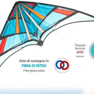 AQUILONE STUNT KITE IN NYLON CM.140×75 6  ASTE FIBRA