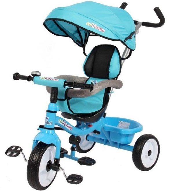 TRICICLO COLIBRINO AZZURRO CON SEDILE GIREVOLE A 360°, CAPOTTINA E PROTEZIONE CLB - immagine 2