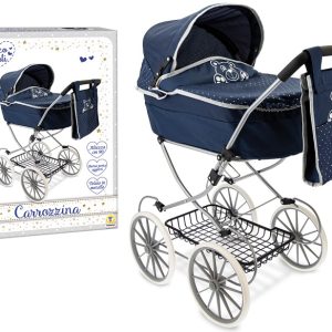 74256 – CARROZZINA CLASSICA BLUE IN METALLO H. CM 90 CON BORSETTA