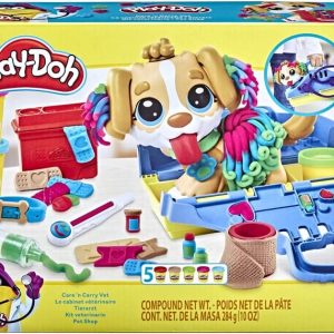Play-Doh – Set da Veterinario, playset con Cane Giocattolo, trasportino, 10 Strumenti, 5 Colori