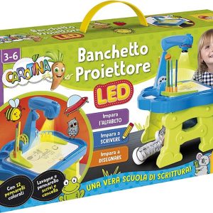 Lisciani Giochi- Carotina Banchetto LED Scuola di Scrittura, Proiettore Educativo, Multicolore, 97135