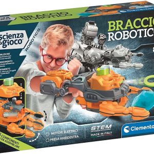 Clementoni- Scienza Robotics Robotico Robot Bambini, Braccio Meccanico, Gioco Scientifico 8 Anni (Versione in Italiano) -Made in Italy, Multicolore, 19291