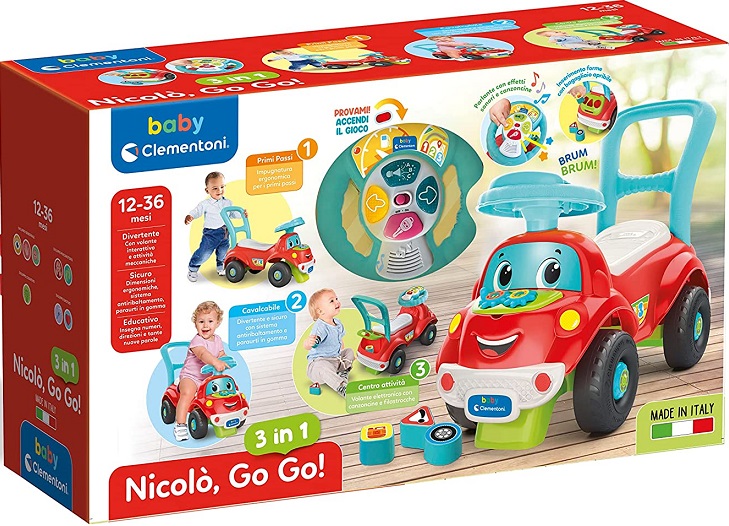 Clementoni – 17747 – Nicolò Go Go 3 in 1 – Macchinina Cavalcabile, Elettronico Educativo Parlante, Primi Passi, Luci E Suoni, Gioco Bambini 1 Anno – Made In Italy - immagine 2