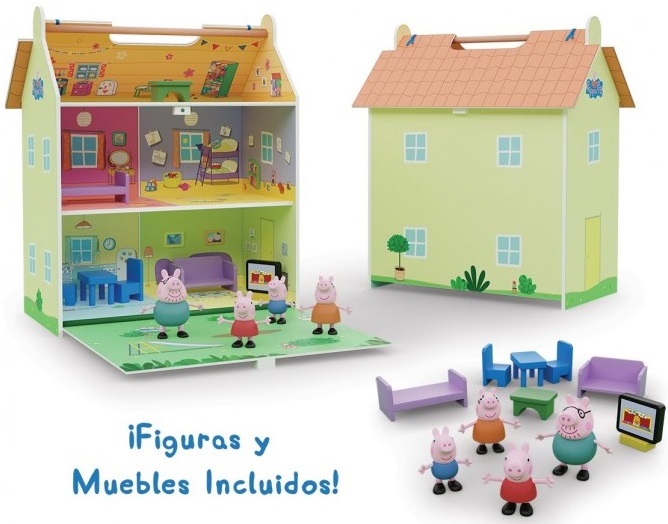 PEPPA PIG CASETTA IN LEGNO CON 4 PERSONAGGI 39X69 - immagine 2