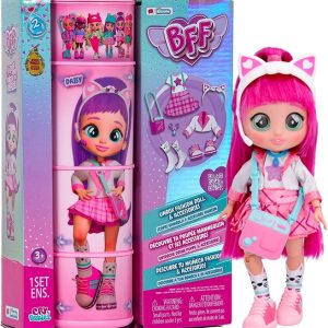 BFF Bambola Daisy Serie 2 da Collezione con Capelli lunghi, Vestitini in tessuto e 9 Accessori – Giocattolo per bambine +5 Anni