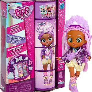 BFF Phoebe, Bambola alla Moda da Collezione con Capelli Lunghi, Vestitini in Tessuto e 9 Accessori, Giocattolo per Bambini e Bambine +5 Anni
