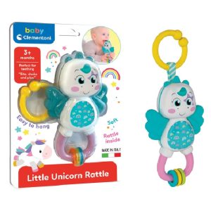 Baby Clementoni – 17778 Clementoni- Little Unicorn Rattle-Sonaglio Neonato con Massaggiagengive