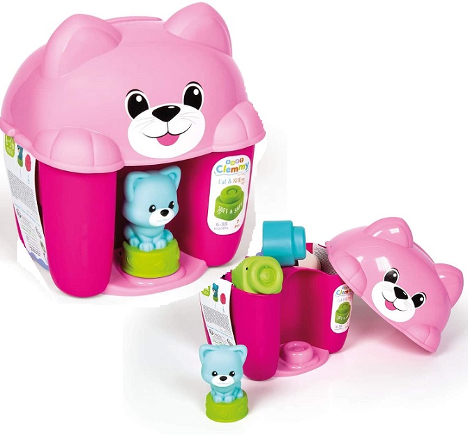 Clementoni- Soft Clemmy-Kitty & Puppy, mattoncini Morbidi