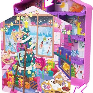 Polly Pocket – Calendario dell’Avvento, Playset Casa di Pan di Zenzero con 25 Soprese a Tema invernale, 4+ Anni, HKW16