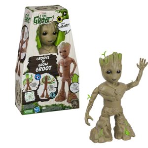 Hasbro Marvel Studios I Am Groot, Groot balla e cresce, action figure interattiva da 34 cm