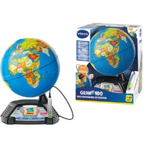VTech Giramondo – Video Mappamondo Interattivo, Mappamondo Bambini con Penna Touch e Schermo 2.7″, Inclusi 600 Video BBC, Giochi Educativi e Quiz, Lingua Italiana, Batterie Incluse, 7-99 Anni