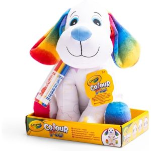 CRAYOLA Colour Me Plush, Peluche Colorabile con 3 Pennarelli, Soggetto Cane