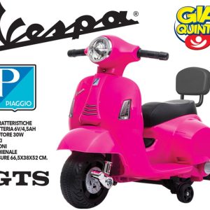 Mini Vespina Piaggio 6 V. Prodotto Ufficiale Col.Fuxia  con schienale