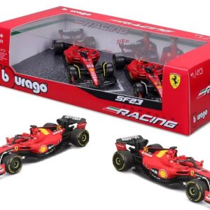 Burago 2 modellini Auto Die Cast Gift Pack Ferrari Formula Racing 1:43 #16 Charles Leclerc