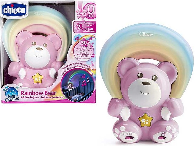 Chicco Rainbow Bear Proiettore Musicale, Luce Notturna Bambini e Neonati, Orsetto con Musica Rilassante e Proiezione Arcobaleno a Larghezza e Direzione Regolabile – Giochi Neonati 0+ Mesi - immagine 2