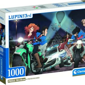 Clementoni 37055 – Puzzle 1000 Pezzi Fumetti, Illustrazione Lupin III Compact Box con Poster Incluso, dalla Serie Anime e Manga 70×50 cm