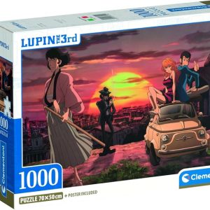 Clementoni 37054 – Puzzle 1000 Pezzi Fumetti, Illustrazione Lupin III Compact Box con Poster Incluso, dalla Serie Anime e Manga 70×50 cm