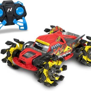 Nikko – Radio Control Rock Crush Rc Col. Rosso veicolo fuoristrada, fino a 14 km/h, ruote di uscita automatica, portata 100 Mt