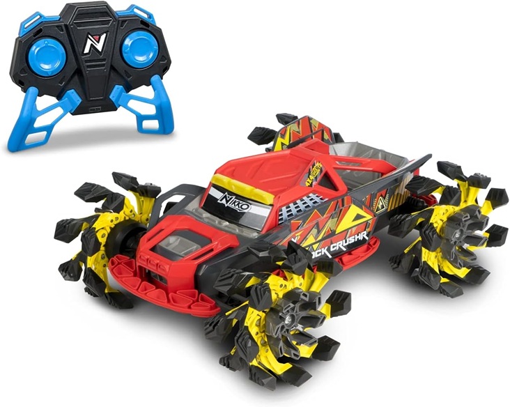Nikko – Radio Control Rock Crush Rc Col. Rosso veicolo fuoristrada, fino a 14 km/h, ruote di uscita automatica, portata 100 Mt - immagine 2