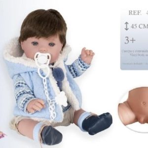 Munecas De Cuna – Bambolotto Artigianale Reborn con capelli,cuscino nido, ciuccio pannolino e certificato sogg. Maschile