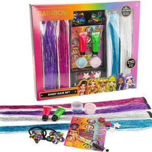 Nice – Raimbow Hight Shiny Hair Set, Estensioni scintillanti per Bambini, con Clip Fermacapelli
