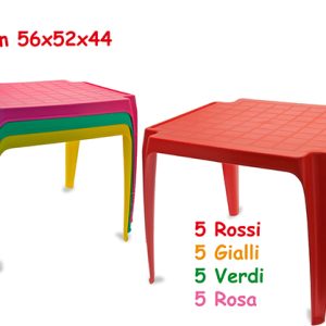 Tavolino colori assortiti Rosso, Fuxia Giallo o Verde Lime