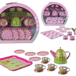 Kitchen Dream – Tea Set Servizio da Thé in latta con fantasia di fiori