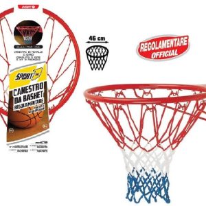 Canestro Regolamentare Basket Ring Rosso 46 cm con kit di fissaggio a muro