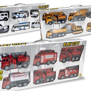 Teo’s – Confezione playset con 6 mezzi a frizione a tema