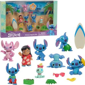 Disney Stitch – Set da 8 personaggi 5 cm assortiti in varie pose comprende anche Angel, e Lilo e alcuni accessori