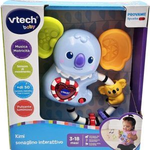 VTech Kimi Sonaglino Interattivo, Sonaglino Neonato con Sensore Movimento, Pulsante Luminoso a Cuore, Gioco Neonato con Melodie e Frasi, Diverse Texture, Lingua Italiana, Batterie Incluse, 3-18 Mesi