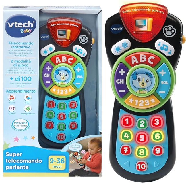VTech Super Telecomando Parlante, Telecomando Interattivo per Neonati, Impara i Numeri e l’Alfabeto Insieme a Scout, Oltre 100 Canzoni per Bambini, Lingua Italiana, Batterie Incluse, 9-36 Mesi