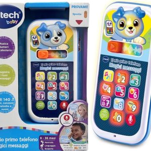 VTech Il Mio Primo Telefono – Magici Messaggi Blu, Telefono per Bambini Interattivo, Impara i Numeri e l’Alfabeto, Gioco Neonato con 10 Pulsanti Luminosi, Lingua Italiana, Batterie Incluse, 9-36 Mesi