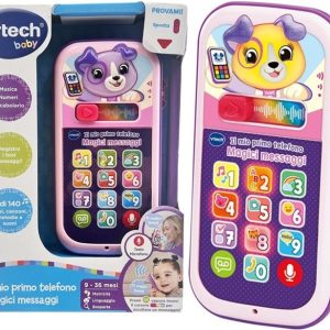 VTech Il Mio Primo Telefono – Magici Messaggi Rosa, Telefono per Bambini Interattivo, Impara i Numeri e l’Alfabeto, Gioco Neonato con 10 Pulsanti Luminosi, Lingua Italiana, Batterie Incluse, 9-36 Mesi