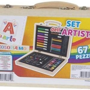 Set Artistico con valigetta in legno con 67 Pezzi inclusi.