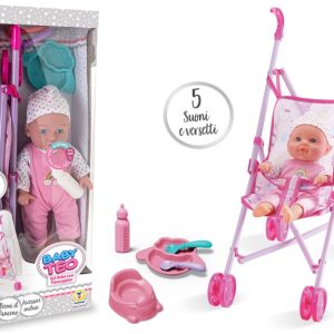 BABY TEO – SET BEBE’ CON PASSEGGINO E ACCESSORI