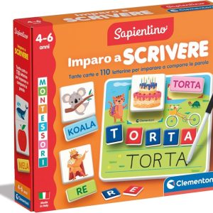 Clementoni Sapientino Montessori – Imparo a Scrivere, Gioco Educativo Bambini 4-6 Anni, Lavagnette Riscrivibili per Sviluppare Scrittura e Vocabolario,16859