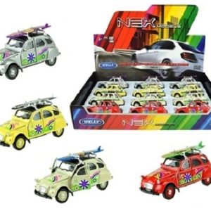 Renault 2Cv scala 1:36 Retrocarica e Porte Apribili 14 cm colori assortiti