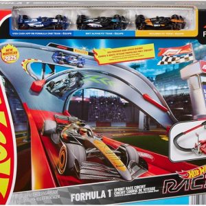 Hot Wheels Racing – Circuito Sprint Formula 1, set pista a due modalità di gioco e con 3 veicoli F1 inclusi, McLaren F1 Team, Alpine e VCARB